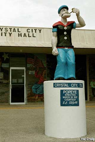 Statue of Popeye in Crystal City, TX